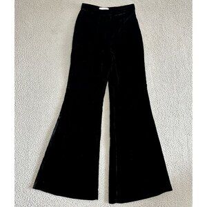 L'Academie Velvet High Waist Black Pants Flared Fully Lined High Rise